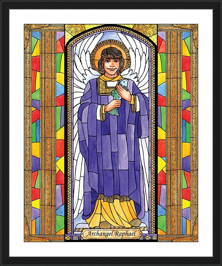 Wall Frame Black, Matted - St. Raphael Archangel by Brenda Nippert - Trinity Stores