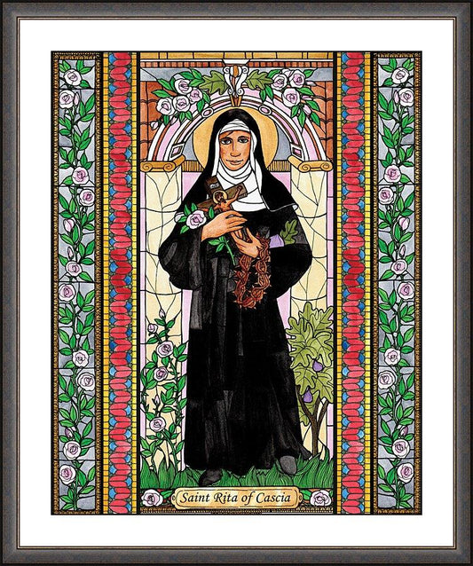 Wall Frame Espresso, Matted - St. Rita of Cascia by Brenda Nippert - Trinity Stores