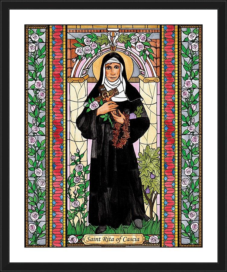 Wall Frame Black, Matted - St. Rita of Cascia by Brenda Nippert - Trinity Stores