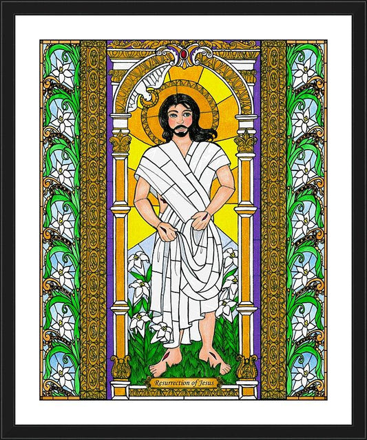 Wall Frame Black, Matted - Resurrection of Jesus by Brenda Nippert - Trinity Stores