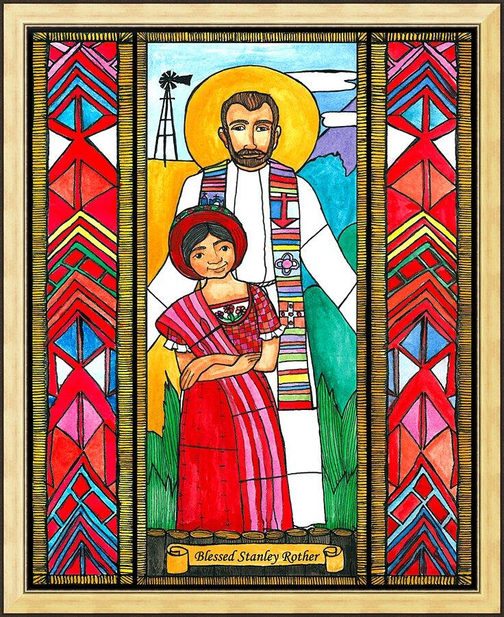Wall Frame Gold - Bl. Stanley Rother by Brenda Nippert - Trinity Stores