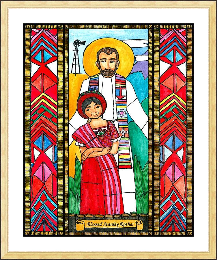 Wall Frame Gold, Matted - Bl. Stanley Rother by Brenda Nippert - Trinity Stores