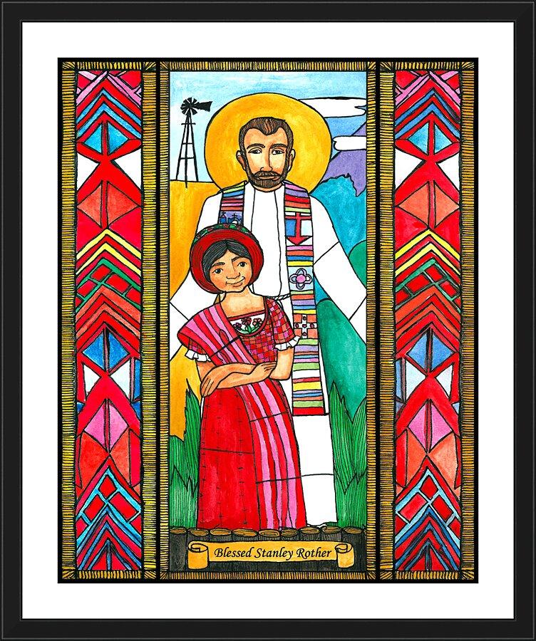 Wall Frame Black, Matted - Bl. Stanley Rother by Brenda Nippert - Trinity Stores