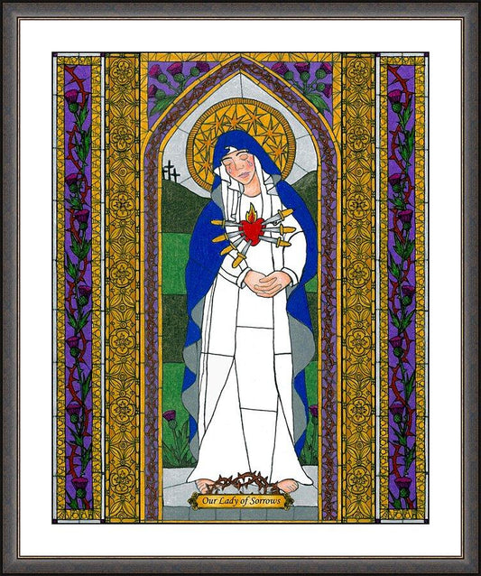 Wall Frame Espresso, Matted - Our Lady of Sorrows by Brenda Nippert - Trinity Stores