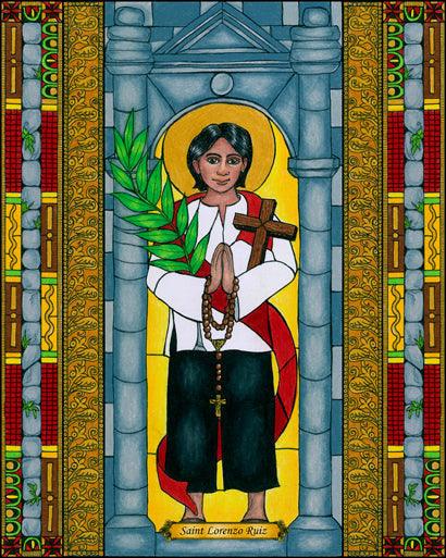 Wall Frame Black, Matted - St. Lorenzo Ruiz by Brenda Nippert - Trinity Stores