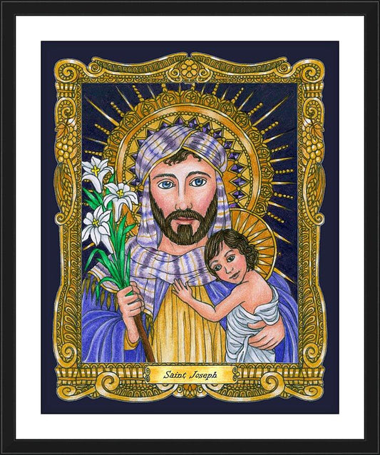 Wall Frame Black, Matted - St. Joseph by Brenda Nippert - Trinity Stores