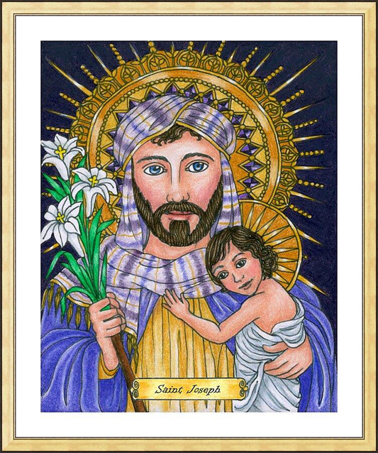 Wall Frame Gold, Matted - St. Joseph by Brenda Nippert - Trinity Stores