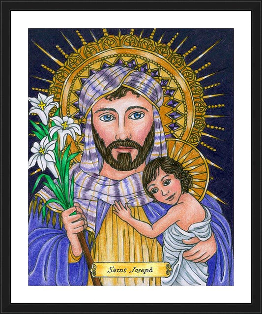 Wall Frame Black, Matted - St. Joseph by Brenda Nippert - Trinity Stores