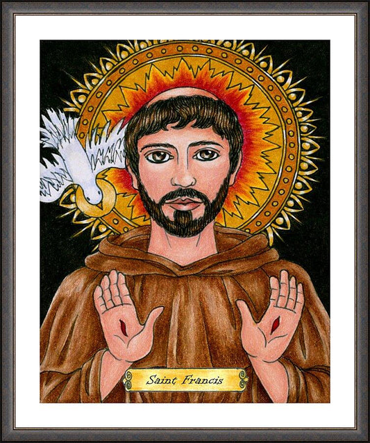 Wall Frame Espresso, Matted - St. Francis of Assisi by Brenda Nippert - Trinity Stores