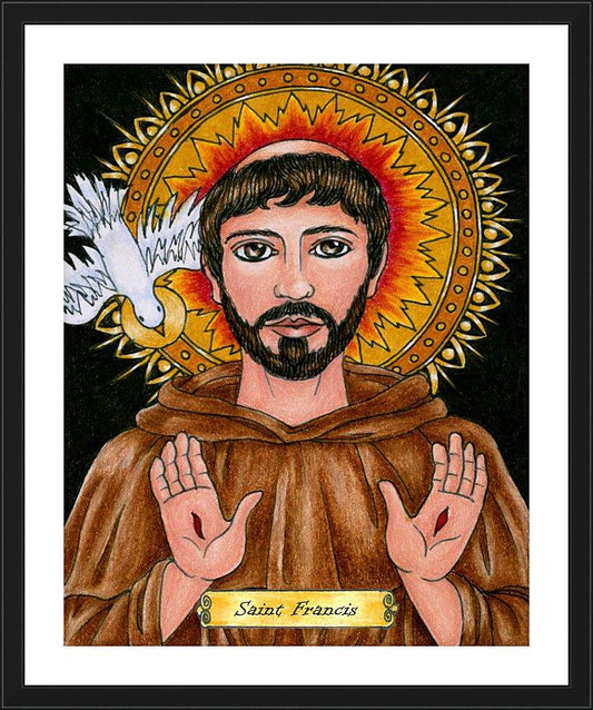 Wall Frame Black, Matted - St. Francis of Assisi by Brenda Nippert - Trinity Stores