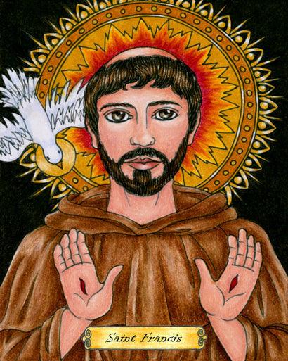 Wall Frame Black, Matted - St. Francis of Assisi by Brenda Nippert - Trinity Stores