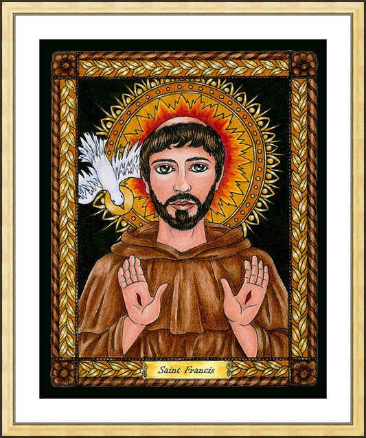 Wall Frame Gold, Matted - St. Francis of Assisi by Brenda Nippert - Trinity Stores