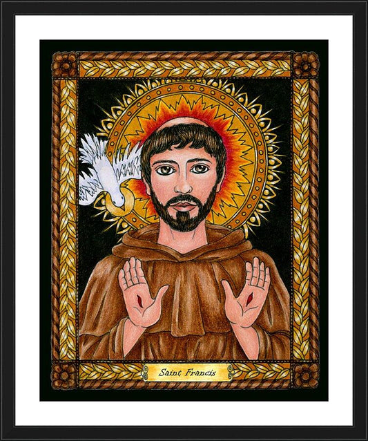 Wall Frame Black, Matted - St. Francis of Assisi by Brenda Nippert - Trinity Stores