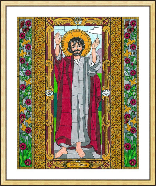 Wall Frame Gold, Matted - St. Simon the Apostle by Brenda Nippert - Trinity Stores