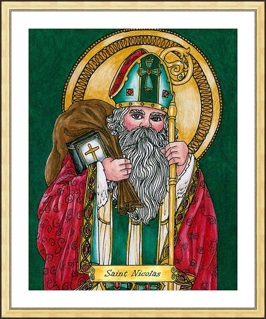 Wall Frame Gold, Matted - St. Nicholas by Brenda Nippert - Trinity Stores