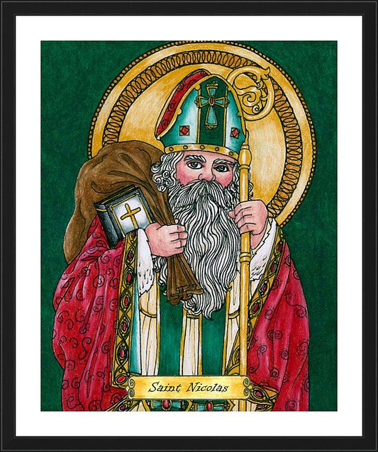 Wall Frame Black, Matted - St. Nicholas by Brenda Nippert - Trinity Stores