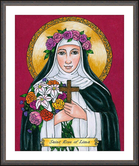 Wall Frame Espresso, Matted - St. Rose of Lima by Brenda Nippert - Trinity Stores