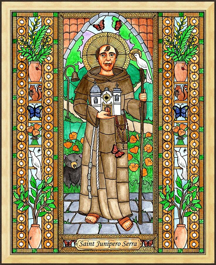 Wall Frame Gold - St. Junipero Serra by Brenda Nippert - Trinity Stores