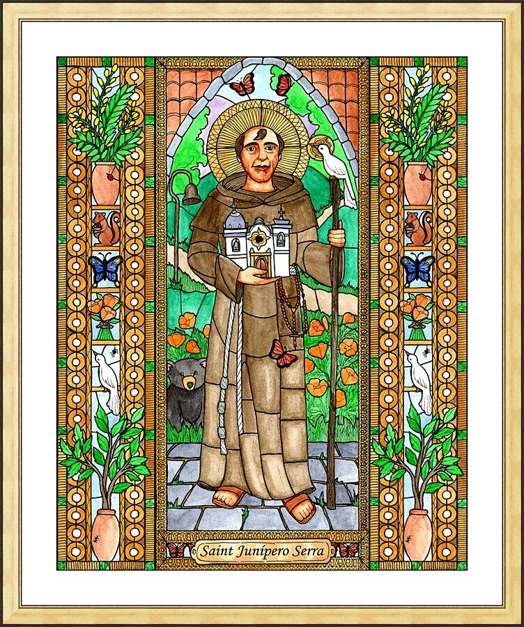 Wall Frame Gold, Matted - St. Junipero Serra by Brenda Nippert - Trinity Stores