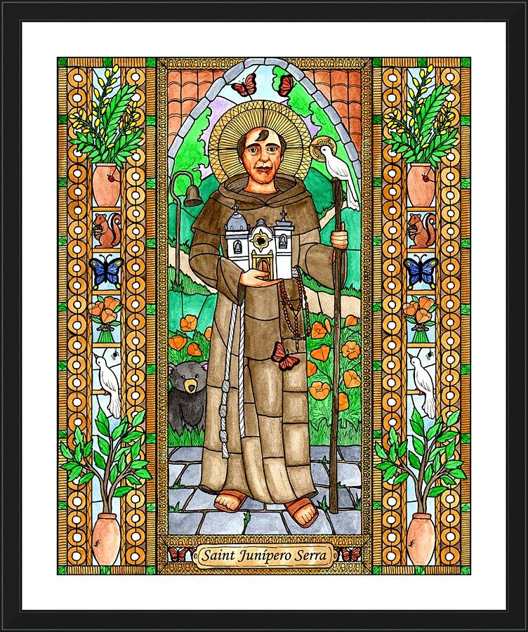 Wall Frame Black, Matted - St. Junipero Serra by Brenda Nippert - Trinity Stores