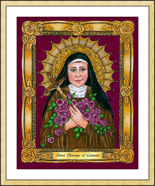 Wall Frame Gold, Matted - St. Thérèse of Lisieux by Brenda Nippert - Trinity Stores