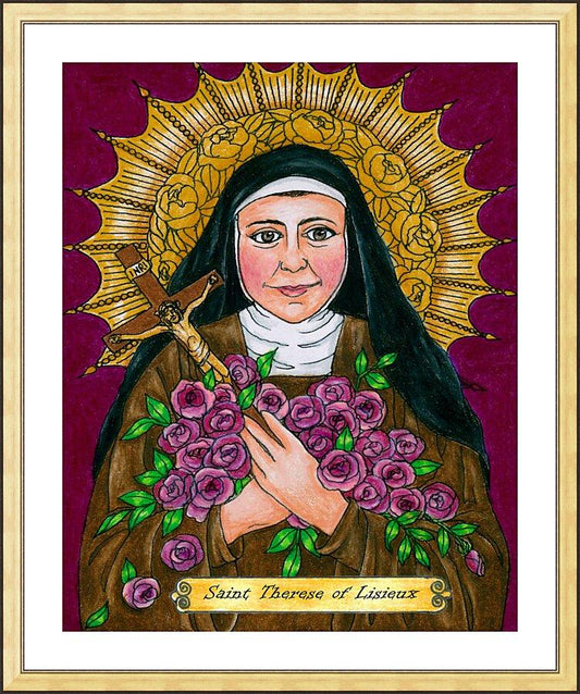 Wall Frame Gold, Matted - St. Thérèse of Lisieux by Brenda Nippert - Trinity Stores