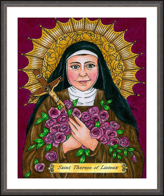Wall Frame Espresso, Matted - St. Thérèse of Lisieux by Brenda Nippert - Trinity Stores