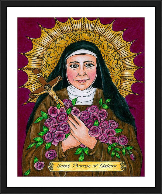 Wall Frame Black, Matted - St. Thérèse of Lisieux by Brenda Nippert - Trinity Stores