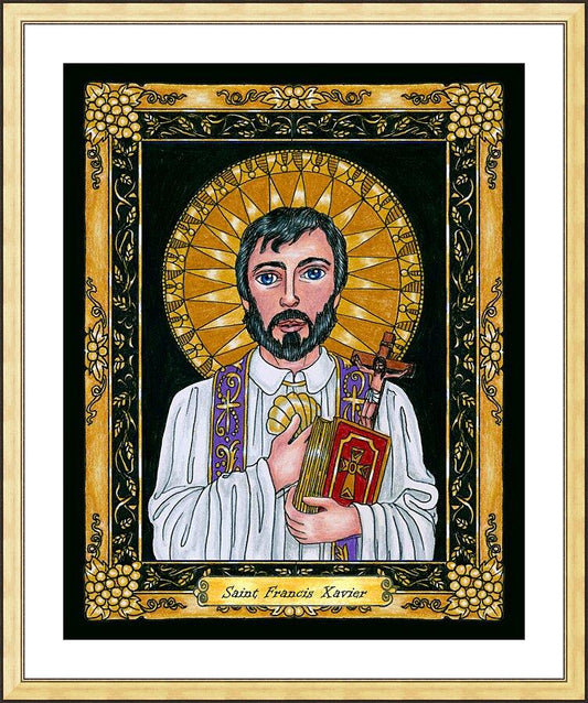 Wall Frame Gold, Matted - St. Francis Xavier by Brenda Nippert - Trinity Stores