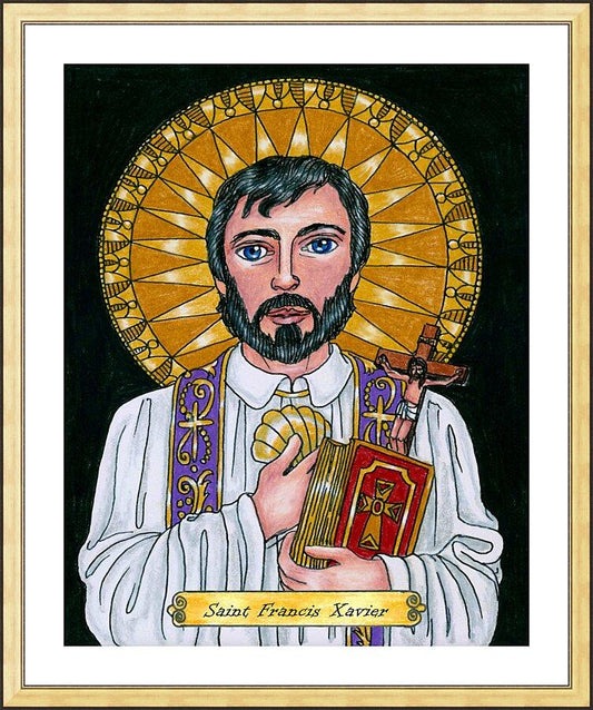 Wall Frame Gold, Matted - St. Francis Xavier by Brenda Nippert - Trinity Stores