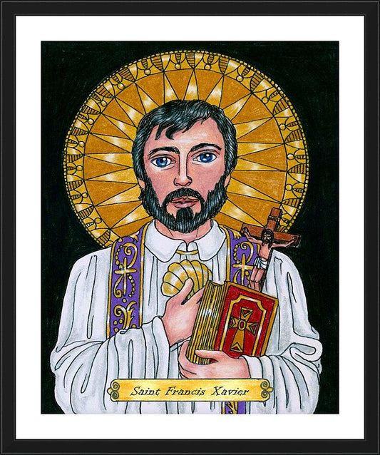 Wall Frame Black, Matted - St. Francis Xavier by Brenda Nippert - Trinity Stores
