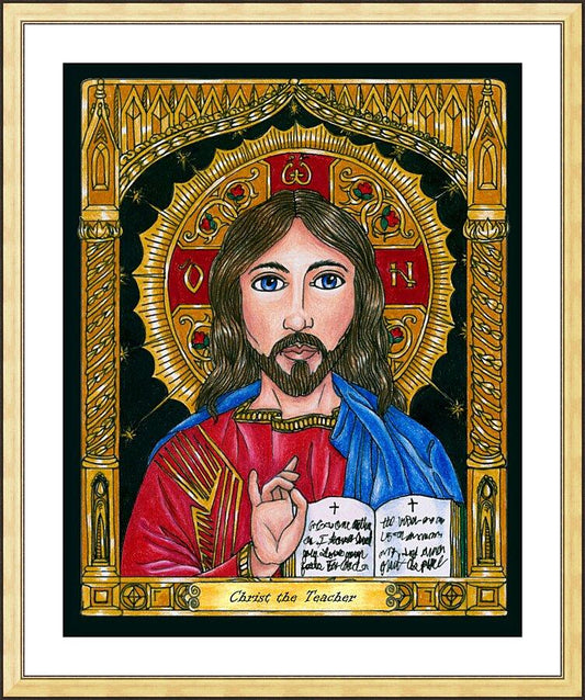 Wall Frame Gold, Matted - Christ the Teacher by Brenda Nippert - Trinity Stores