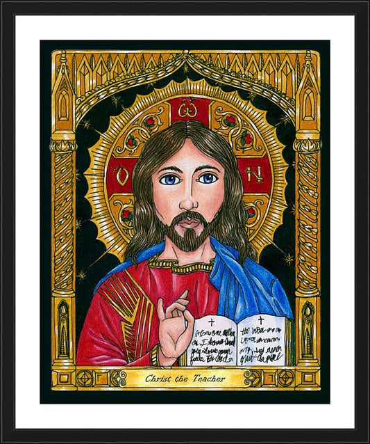 Wall Frame Black, Matted - Christ the Teacher by Brenda Nippert - Trinity Stores