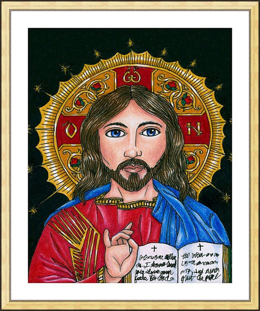 Wall Frame Gold, Matted - Christ the Teacher by Brenda Nippert - Trinity Stores