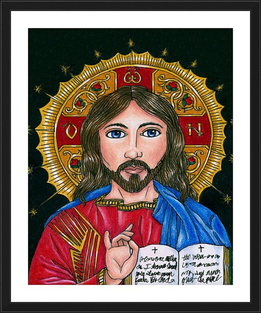 Wall Frame Black, Matted - Christ the Teacher by Brenda Nippert - Trinity Stores