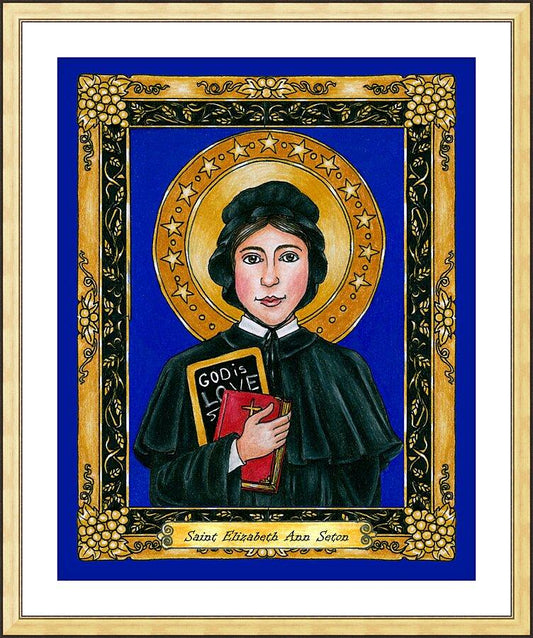 Wall Frame Gold, Matted - St. Elizabeth Ann Seton by Brenda Nippert - Trinity Stores