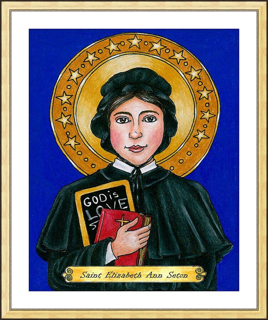 Wall Frame Gold, Matted - St. Elizabeth Ann Seton by Brenda Nippert - Trinity Stores