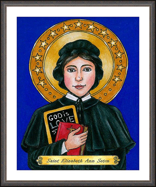 Wall Frame Espresso, Matted - St. Elizabeth Ann Seton by Brenda Nippert - Trinity Stores