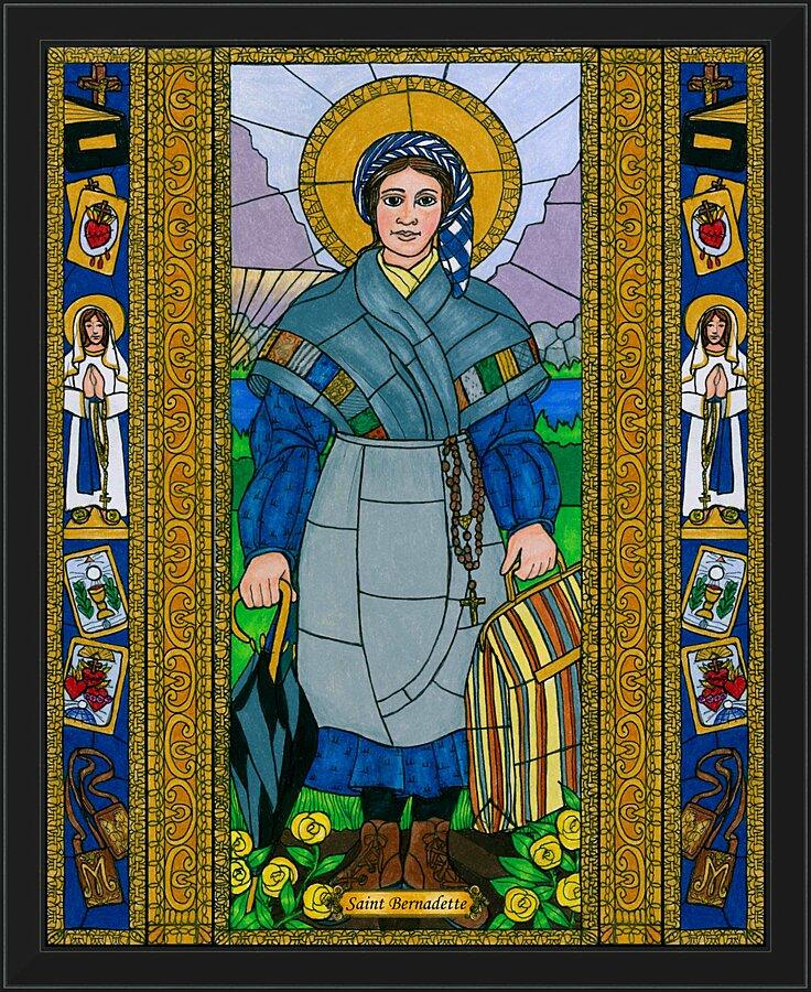 Wall Frame Black - St. Bernadette of Lourdes by Brenda Nippert - Trinity Stores