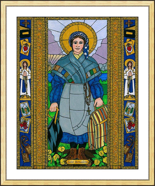 Wall Frame Gold, Matted - St. Bernadette of Lourdes by Brenda Nippert - Trinity Stores
