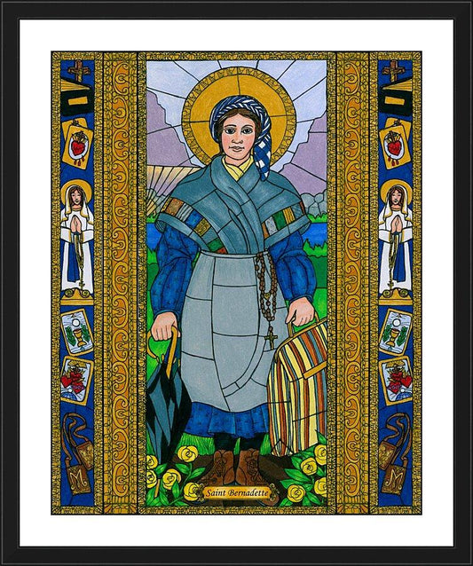 Wall Frame Black, Matted - St. Bernadette of Lourdes by Brenda Nippert - Trinity Stores