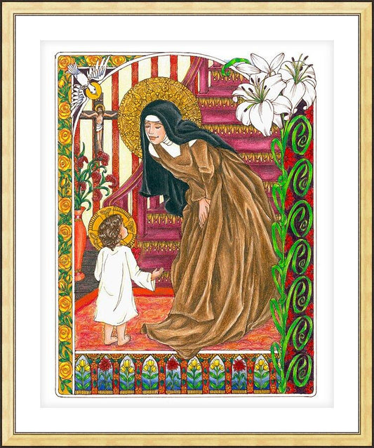 Wall Frame Gold, Matted - St. Teresa of Avila  by Brenda Nippert - Trinity Stores