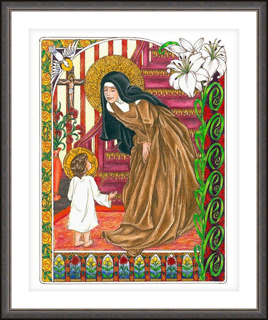 Wall Frame Espresso, Matted - St. Teresa of Avila  by Brenda Nippert - Trinity Stores