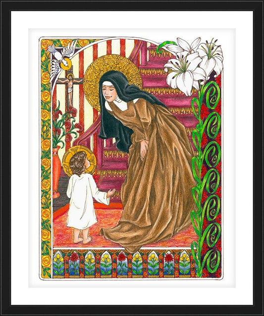 Wall Frame Black, Matted - St. Teresa of Avila  by Brenda Nippert - Trinity Stores