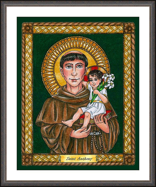 Wall Frame Espresso, Matted - St. Anthony of Padua by Brenda Nippert - Trinity Stores