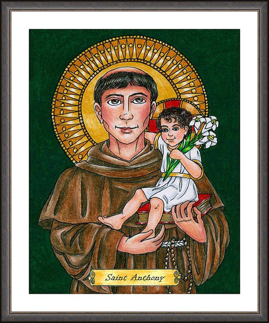 Wall Frame Espresso, Matted - St. Anthony of Padua by Brenda Nippert - Trinity Stores
