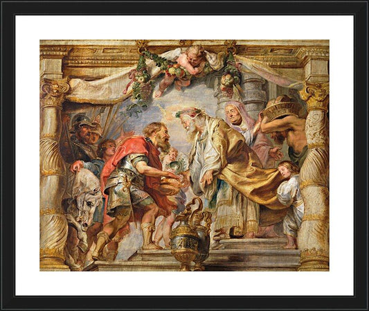 Wall Frame Black, Matted - Meeting of St. Abraham and Melchizedek by Museum Art - Trinity Stores