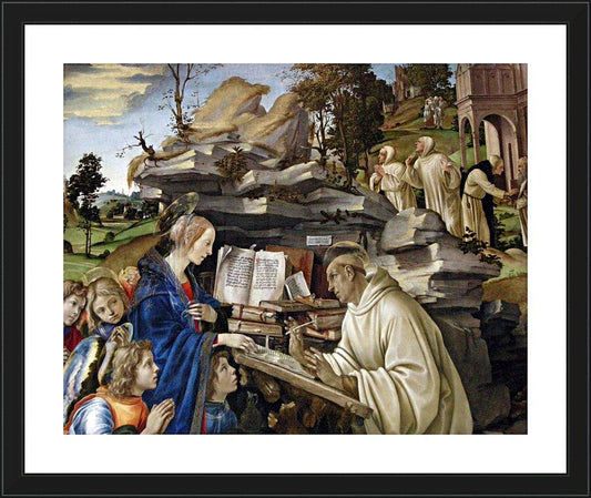 Wall Frame Black, Matted - Apparition of Blessed Virgin to St. Bernard of Clairvaux by Museum Art - Trinity Stores