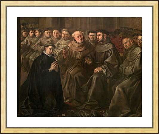 Wall Frame Gold, Matted - St. Bonaventure Receiving Habit from St. Francis by Museum Art - Trinity Stores