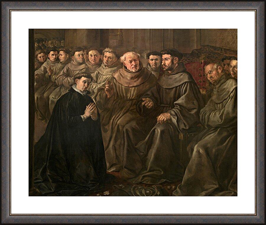 Wall Frame Espresso, Matted - St. Bonaventure Receiving Habit from St. Francis by Museum Art - Trinity Stores